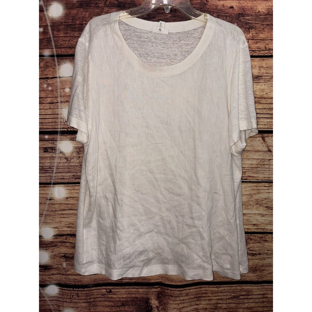 J Jill Love Linen Blouse Shirt Top Size XL White Boxy Relaxed Laganlook SS NWOT
